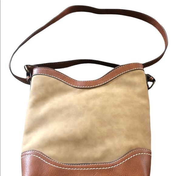 b.o.c. Born Brown Leather Shoulder Bucket Bag Zip Top Large Outer Pocket 10X10 - Picture 4 of 9